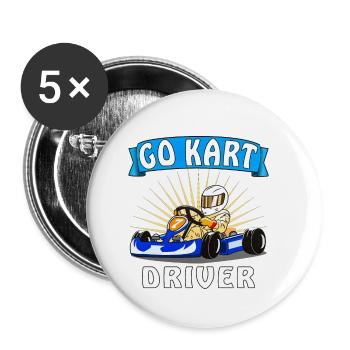 GO KART DRIVER - Buttons small 1''/25 mm (5-pack) - white - Front