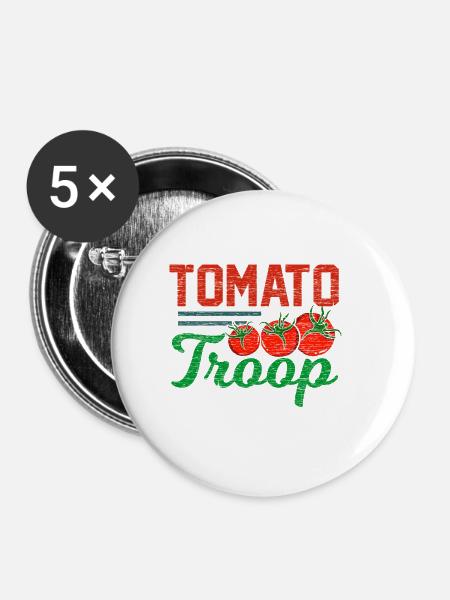 Tomate - Buttons klein 25 mm (5er Pack) - Weiß