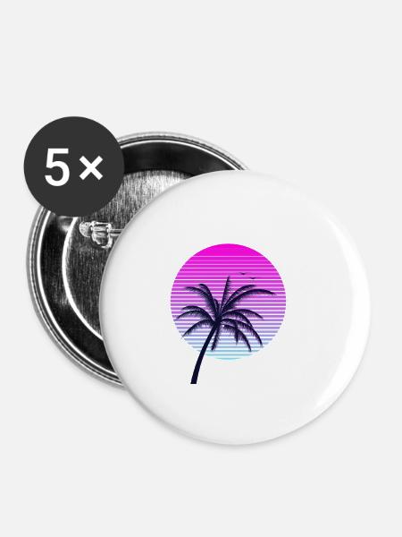 Palm tree - Buttons klein 25 mm (5er Pack) - Weiß