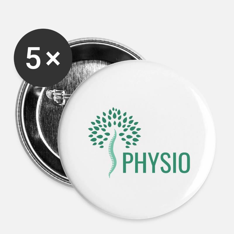 Logo de physiothérapie - Lot de 5 petits badges (25 mm) - blanc