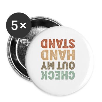 Check Out My Handstand Gymnastik Breakdance Fitnes - Buttons klein 25 mm (5er Pack) - Weiß - Vorne
