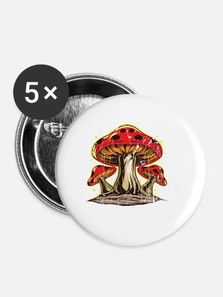 Pilz - Buttons klein 25 mm (5er Pack) - Weiß