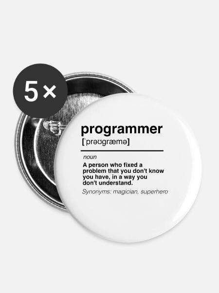 Lustig Software Entwickler Engineer Programmierer - Buttons klein 25 mm (5er Pack) - Weiß