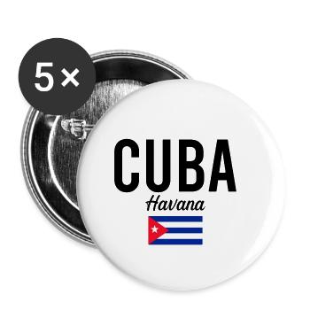Cuba La Havane Voyage Souvenir Idée cadeau - Lot de 5 petits badges (25 mm) - blanc - Devant