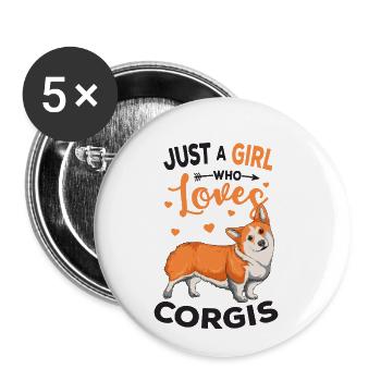 Corgi - Lot de 5 petits badges (25 mm) - blanc - Devant