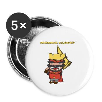Wanna Clash Arena Royale Clans König - Buttons klein 25 mm (5er Pack) - Weiß - Vorne