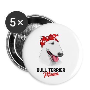 Bull terrier - Lot de 5 petits badges (25 mm) - blanc - Devant