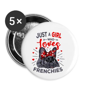 French bulldog - Buttons small 1''/25 mm (5-pack) - white - Front