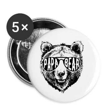 Papa Bear - Buttons small 1''/25 mm (5-pack) - white - Front