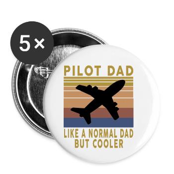 Vintage Geschenk Pilot Dad wie ein normaler Dad, aber cool - Buttons klein 25 mm (5er Pack) - Weiß - Vorne