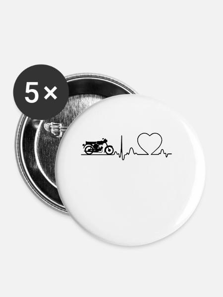 Moped Zweitakt Simson S51 Design - Buttons klein 25 mm (5er Pack) - Weiß