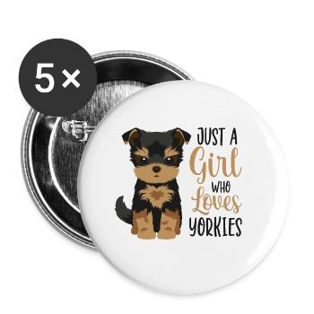 Yorkshire Terrier - Lot de 5 petits badges (25 mm) - blanc - Devant
