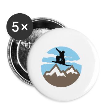 Snowboard - Lot de 5 petits badges (25 mm) - blanc - Devant