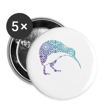 Maori Kiwi Tribal Aboriginal New Zealand Bird Art - Buttons klein 25 mm (5er Pack) - Weiß - Vorne