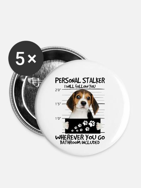 Beagle - Buttons klein 25 mm (5er Pack) - Weiß