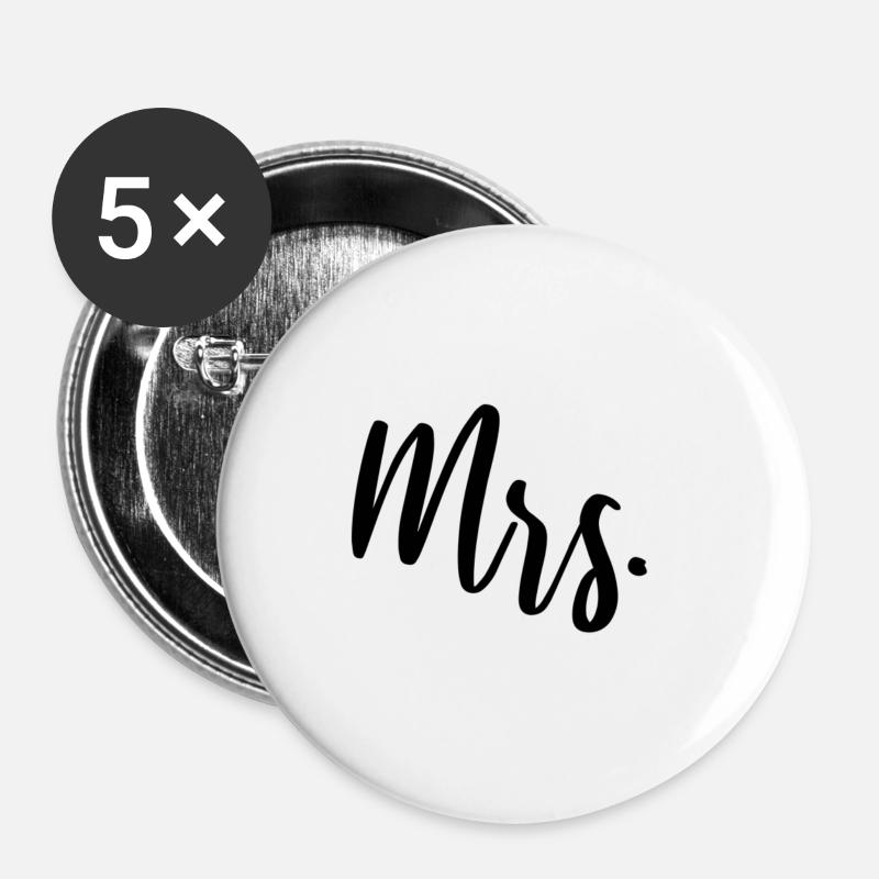 Mr &mrs Partnerlook Cadeau - Lot de 5 petits badges (25 mm) - blanc