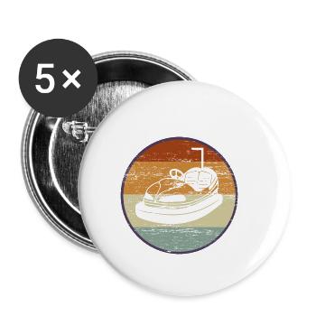 Bumper car retro fun fair 90's gift - Buttons small 1''/25 mm (5-pack) - white - Front