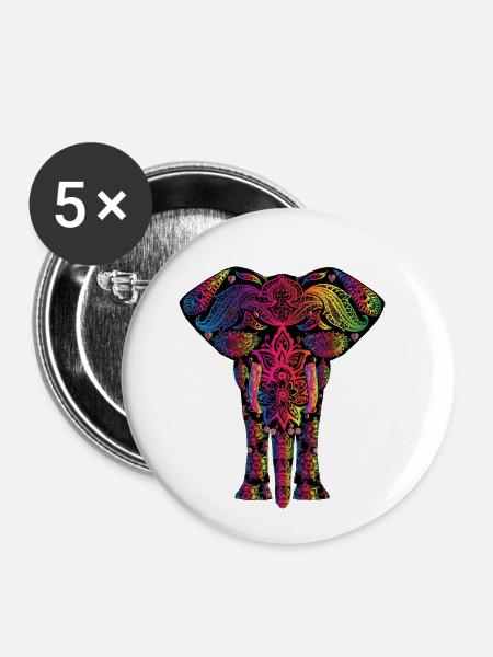 Elefant - Buttons klein 25 mm (5er Pack) - Weiß