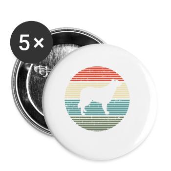Collie Dog Border Herding Dog Canine Retro Gift - Buttons small 1''/25 mm (5-pack) - white - Front