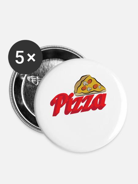 Pizza - Buttons klein 25 mm (5er Pack) - Weiß