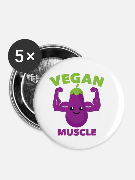 Vegane Muskeln - Buttons klein 25 mm (5er Pack) - Weiß