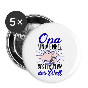 Opa und Enkel zweifacher Opa Geschenk Geburt Enkel - Buttons klein 25 mm (5er Pack) - Weiß - Vorne