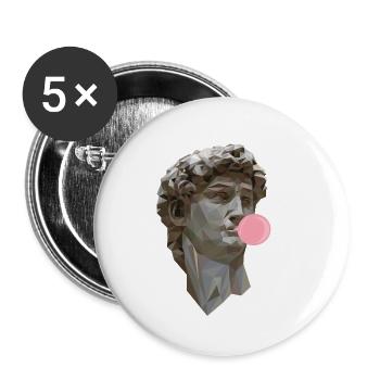 DAVID MICHELANGELO avec art de la statue de chewing-gum - Lot de 5 petits badges (25 mm) - blanc - Devant