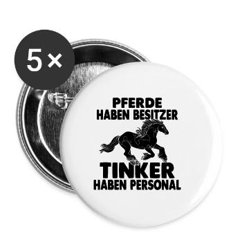 Tinker Reiten Reitstall Pferd Reitsport Reitverein - Buttons klein 25 mm (5er Pack) - Weiß - Vorne
