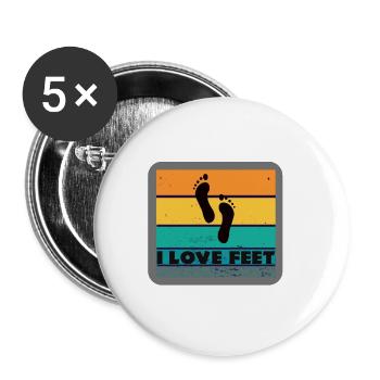 J'aime les pieds pieds fétichisme des pieds rétro vintage - Lot de 5 petits badges (25 mm) - blanc - Devant