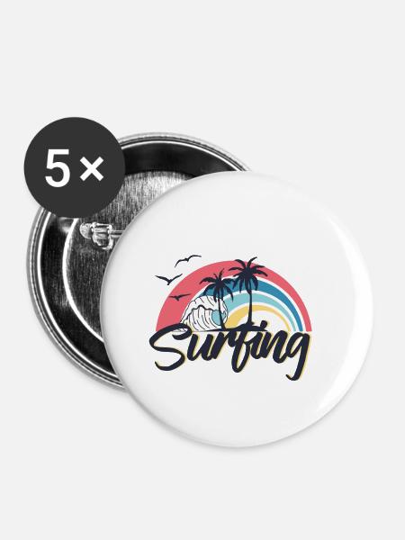 Surfing - Buttons klein 25 mm (5er Pack) - Weiß