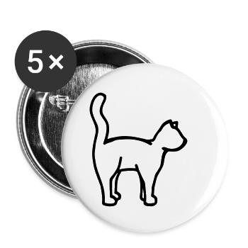 Katze Umriss cat silhouette - Buttons klein 25 mm (5er Pack) - Weiß - Vorne