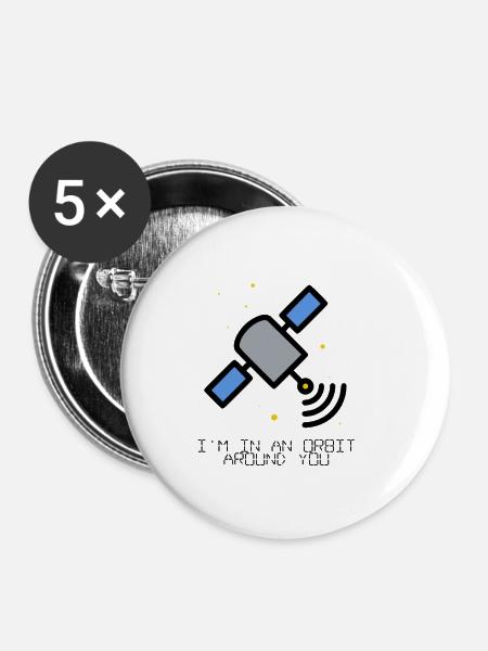 Satellit Orbit Around You - Buttons klein 25 mm (5er Pack) - Weiß