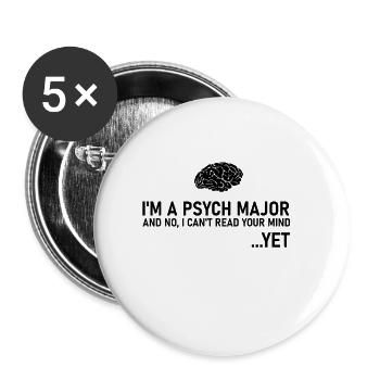 Psychologie étudiant cadeau psychologue psychiatre - Lot de 5 petits badges (25 mm) - blanc - Devant