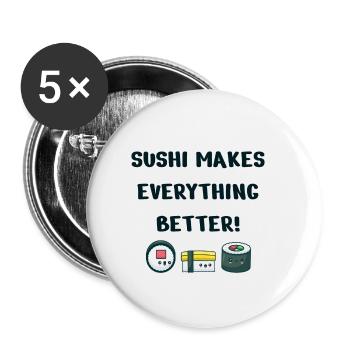 Sushi - Buttons klein 25 mm (5er Pack) - Weiß - Vorne