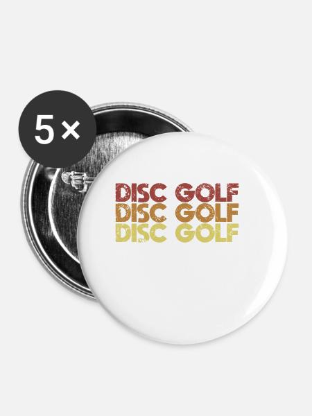 Retro Disc Golf - Buttons klein 25 mm (5er Pack) - Weiß