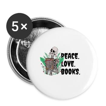 Livres d'amour de paix - Lot de 5 petits badges (25 mm) - blanc - Devant
