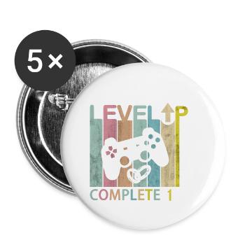 Level Up Complete 1 Player Anniversary Wedding - Buttons small 1''/25 mm (5-pack) - white - Front
