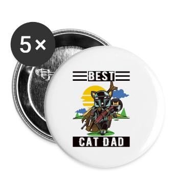Best Cat Dad Ever T Shirt Funny Cat Dad Father - Buttons small 1''/25 mm (5-pack) - white - Front