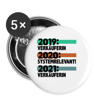 Verkäuferin Kassiererin - Buttons klein 25 mm (5er Pack) - Weiß - Vorne