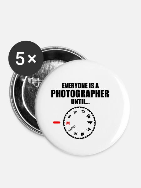 Fotograf - Buttons klein 25 mm (5er Pack) - Weiß