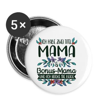Stiefmutter Bonus-Mama Stiefmama Geschenkidee - Buttons klein 25 mm (5er Pack) - Weiß - Vorne