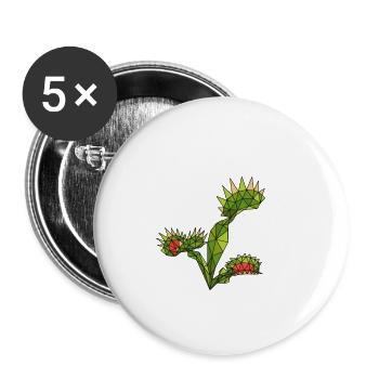 Fleischfressende Pflanzen Venus Fliegenfalle - Buttons klein 25 mm (5er Pack) - Weiß - Vorne