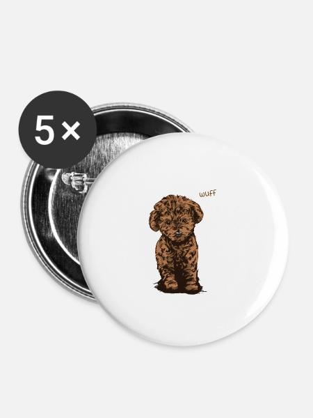 Wuff Welpe - Buttons klein 25 mm (5er Pack) - Weiß