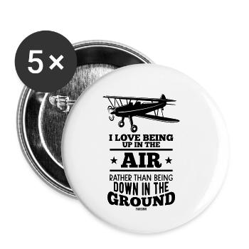 Pilot plane aviation - Buttons small 1''/25 mm (5-pack) - white - Front