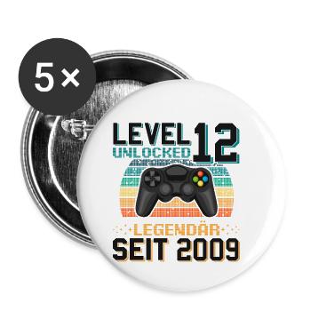 12. Geburtstag Gamer - Buttons klein 25 mm (5er Pack) - Weiß - Vorne