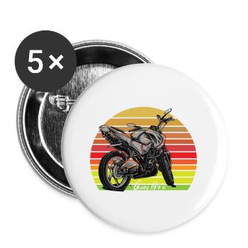 Biker - Buttons klein 25 mm (5er Pack) - Weiß - Vorne
