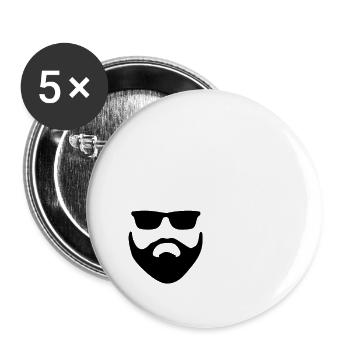 Beard hipster - Buttons small 1''/25 mm (5-pack) - white - Front