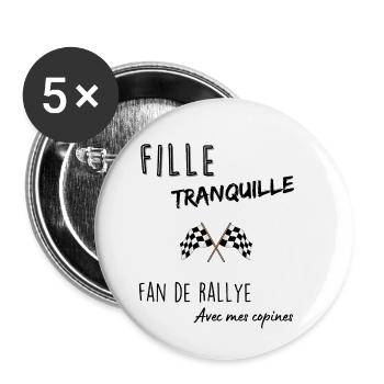 Fille tranquille fan de rallye - Lot de 5 petits badges (25 mm) - blanc - Devant