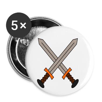 Ein Logo von 2 Schwertern, Gekreuzt im Gamer Stil. - Buttons klein 25 mm (5er Pack) - Weiß - Vorne