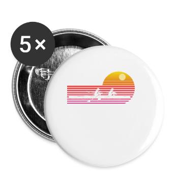 Cadeau d'aviron vintage - Lot de 5 petits badges (25 mm) - blanc - Devant